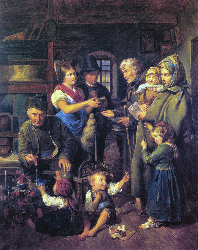 A Traveling Family of Beggars is Rewarded by Poor Peasants on Christmas Eve